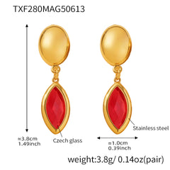 18K Gold-Plated Marquise Glass Drop Earrings