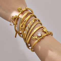 18K Gold-Plated Cubic Zirconia Bangle Designs