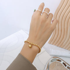 18K Gold-Plated Beaded Charm Chain Bracelet