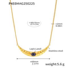 Crescent Lapis Necklace & Shell-Pearl Earrings