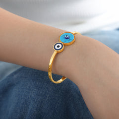 Stone and Shell-Inlay Open Cuff Bracelet