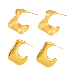 18K Gold-Plated & Silver-Tone Folded Hoop Earrings