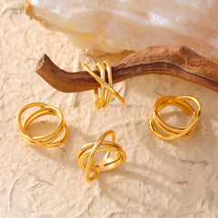 18K Gold-Plated Interwoven Open Ring