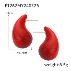 18K Gold-Plated Deep Red Enamel Earrings