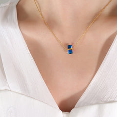 Birth Month Color Geometric Pendant Necklace