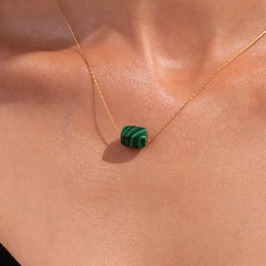 Natural Stone Rectangular Pendant Necklace