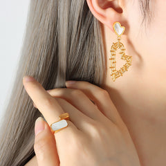 Gold-Tone Heart Openwork Drop Earrings