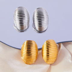 Ribbed Oval Stud Earrings