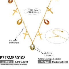 18K Gold-Plated Cross and Enamel Pendant Necklaces