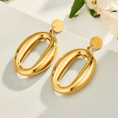 Gold-Tone Open Oval Drop Earrings