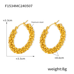 Textured Link-Design Hoop Earrings