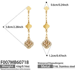 18K Gold-Plated Cubic Zirconia Flower Drop Earrings