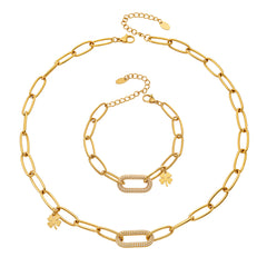Cubic Zirconia Paperclip Link Necklace or Bracelet