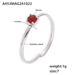 Color Cubic Zirconia Solitaire Open Ring