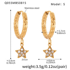 18K Gold-Plated Cubic Zirconia Star Hoop Earrings