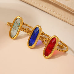 Czech Glass Bead-Band Open Ring