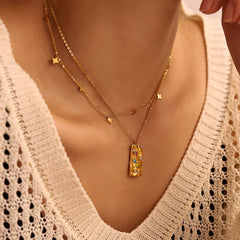 Gold-Tone Color Cubic Zirconia Pendant Necklace