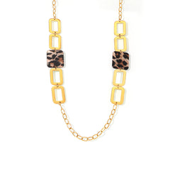 18K Gold-Plated Leopard Acrylic Link Necklace