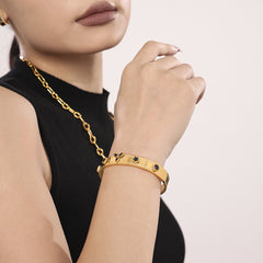 Colored Accent Structured Bangle Bracelet