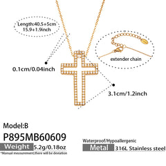 18K Gold-Plated Cubic Zirconia Cross Necklace