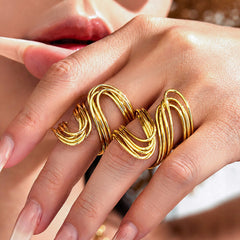 18K Gold-Plated Sculptural Wire Ring