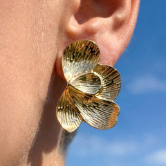 Textured Leaf Statement Stud Earrings