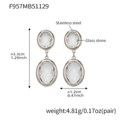 Faceted Oval Glass Drop Earrings