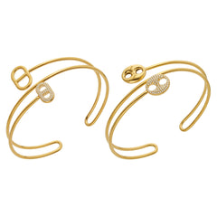Geometric Cubic Zirconia Double-Band Arm Cuff