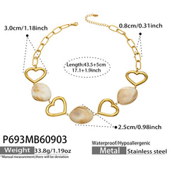 Resin Accent & Open Heart Link Necklace