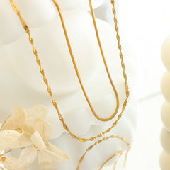 Gold-Tone Double-Layer Snake Chain Necklace