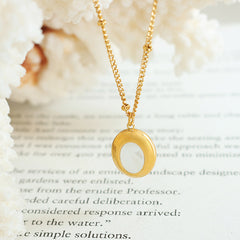 Oval Shell-Inlay Pendant Necklace