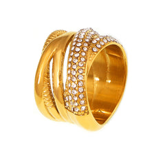 Cubic Zirconia Interwoven Multi-Row Ring