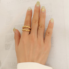 Gold-Tone Crinkled Double-Line Ring