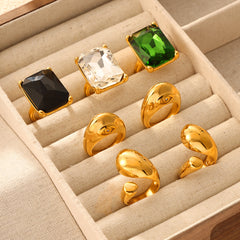 Gold-Tone Geometric and Accent Ring Designs