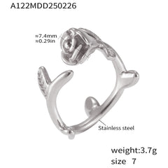 18K Gold-Plated Rose Open Ring