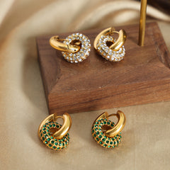 Stone-Accent Round Hoop Earrings