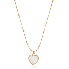 Nicolette Vintage-Inspired White Mother-of-Pearl Heart Pendant Necklace