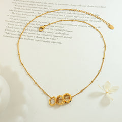 Gold-Tone Interlocking Ring Pendant Necklace