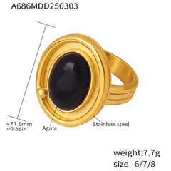 18K Gold-Plated Black Agate Jewelry Designs