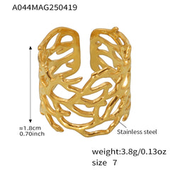 Openwork Coral & Heart Stainless Steel Rings