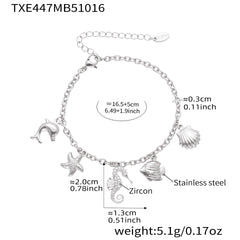 18K Gold-Plated Seahorse Charm Necklace & Bracelet