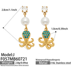 18K Gold-Plated Ocean Charm Drop Earrings