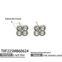 Color Four-Petal Cubic Zirconia Necklace and Earrings
