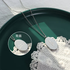 Birth Flower Oval Pendant Necklace
