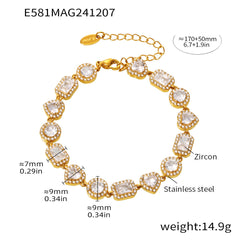Cubic Zirconia Heart and Square Link Bracelet