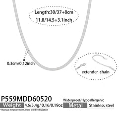 Stainless Steel Flat Herringbone Chain Necklace