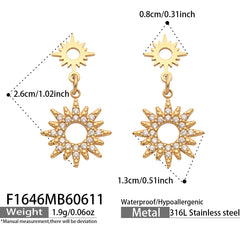 Cubic Zirconia Sunburst Drop Earrings