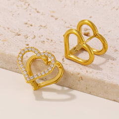 Heart Cubic Zirconia Reversible-Style Earrings
