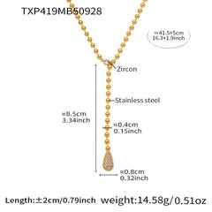 18K Gold-Plated Bead Chain Drop Jewelry