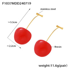 Resin Cherry-Inspired Drop Earrings